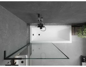 Mexen Next L, 1-krídlová vaňová zástena 90 x 150 cm, 6mm číre sklo-čierny vzor, čierny profil, 895-090-000-03-70-70