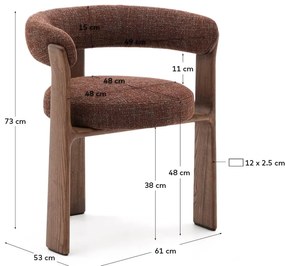 Hnedé jedálenské kreslo s podrúčkami z jaseňového dreva Granite – Kave Home