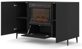 Komoda s elektrickým krbom 2D1K Rowanna (čierna). Akcia -20%. Vlastná spoľahlivá doprava až k Vám domov. 1124992