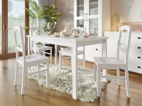 Jedálenský stôl so 4 stoličkami AL22, Morenie: biela - L, Farby nožičiek: biela