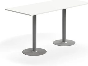 Barový stôl ALVA, 1800x800x900 mm, s kotvením do zeme, HPL, strieborná/biela