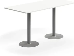 Barový stôl ALVA, 1800x800x900 mm, s kotvením do zeme, HPL, strieborná/biela