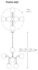 Čierno-strieborný luster RIANO 76 cm s priehľadným tienidlom