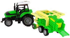 Lean Toys Zelený traktor s lisom na trecím pohonom