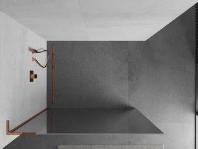 Mexen Kioto L, sprchová zástena Walk-In 100 x 200 cm, 8mm sklo vzor zrkadlo, ružové zlato profil, 800-100-103-60-50