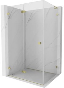 Mexen Lunar-F L, skladací sprchový kút ľavý 100 x 80 cm, 8mm číre sklo, zlatý profil, 836L-100-080-50-00-L