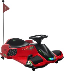 HOMCOM Detský Elektrický Go-Kart 12V 3-8km/h Drift Kart s Drift Režimom, Spomalený Štart, Go-Kart so Svetlami a Hudbou, Bezpečnostným Pásom pre Deti v