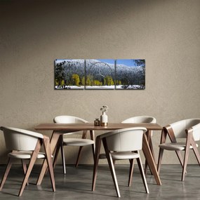 Obraz - zasnežené hory v zime (s hodinami) (90x30 cm)