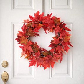 Jesenný veniec s červeným lístím a bobuľami, pr. 50 cm