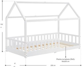 InternetovaZahrada Detská posteľ Marli 90 x 200 cm - biela