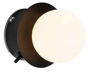 Nástenná lampa čierna IP44 s vypínačom - Cederic