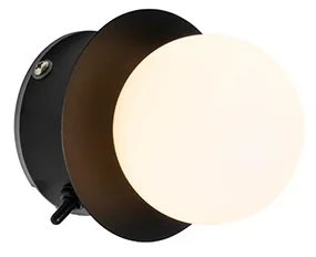 Nástenná lampa čierna IP44 s vypínačom - Cederic