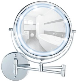 Kozmetické zrkadlo s osvetlením/zväčšovacie (5x) ø 17,5 cm Power-Loc Lumi – Wenko