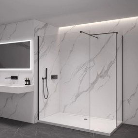 Cerano Onyx, sprchová zástena Walk-in, hranatá vzpera - čierna matná, transparentné sklo - 160x60 cm, CER-CER-8050BD2860