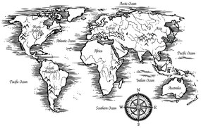Samolepiaca tapeta mapa sveta v nádhernom prevedení - 225x150