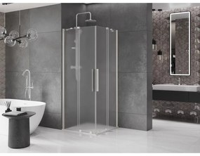 Mexen Velar Duo, sprchový kút s posuvnými dverami 100 x 100 cm, 8mm sklo námraza, brúsená oceľ, 871-100-100-32-97