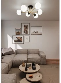 Luster na tyči MAGNUM 6xE14/10W/230V biela/zlatá/čierna