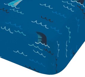 Modrá napínacia detská plachta na jednolôžko 90x190 cm Jawsome Shark – Catherine Lansfield