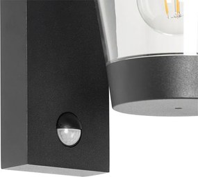 Vonkajšia nástenná lampa čierna IP44 s pohybovým senzorom - Joren
