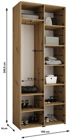 Šatníková skriňa 100 cm Carmela 50-2 (biela + čierna). Akcia -19%. Vlastná spoľahlivá doprava až k Vám domov. 1126721