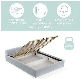 Svetlohnedá čalúnená dvojlôžková posteľ s úložným priestorom s roštom 140x200 cm Solvo – Maison de Rêve