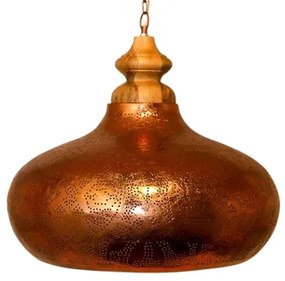 Luster do obývačky Copper METAL & MASSIVE WOOD Ø53*120