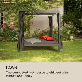 Blumfeldt Senator Lounge, záhradné lehátko, 188 x 208 x 205 cm, strieška proti slnku, sivé