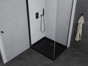 Mexen Pretoria, sprchovací kút 90 (dvere) x 110 (stena) cm, 6mm číre sklo, čierny profil + čierna sprchová vanička, 852-090-110-70-00-4070B