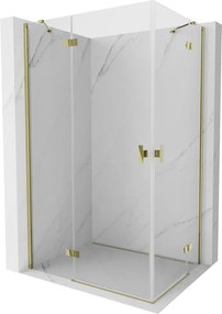 Mexen Mist-H Duo, 2-krídlový výklopný sprchový kút 105 x 90 cm, číre sklo, zlatý lesklý profil, 8A5-105L-090P-50-00