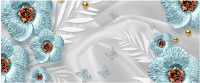 Obraz - 3D modré kvety (120x50 cm)