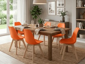 Oranžová stolička KITO s bukovými nohami