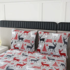 Obliečky mikroplyš MERRY CHRISTMAS DEER sivé Rozmer obliečok: 70 x 90 cm | 140 x 220 cm