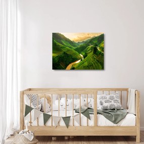 Sklenený obraz - Ryžové terasy Mu Cang Chai (70x50 cm)