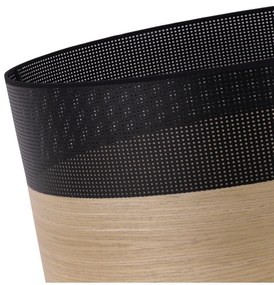 Závesné svietidlo Wood, 1x dýha zlatý dub/čierne PVC tienidlo, (fi 35cm)