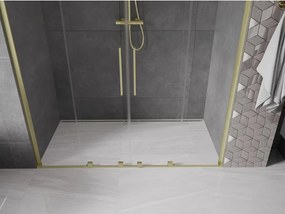 Mexen Velar L Duo, posuvné sprchové dvere do otvoru 200 cm, 8mm číre sklo, zlatá matná, 871-200-003-02-55