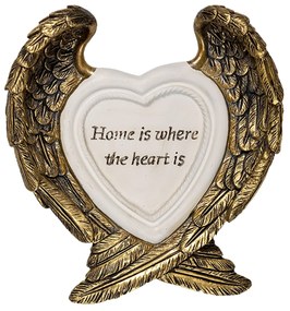 Dekoratívne soška zlatých krídel s bielym srdcom - 12 * 3 * 13 cm