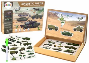 Lean Toys Sada edukačných magnetických puzzle – Vojenské stroje