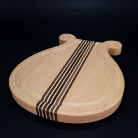AMADEA Drevená doštička s drážkou v tvare lýry, masívne drevo, 20x18x2 cm