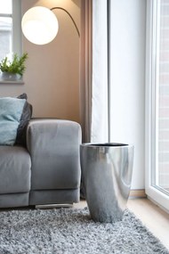 Luxusný kvetináč OPALA, sklolaminát, výška 44 cm, strieborná metalíza