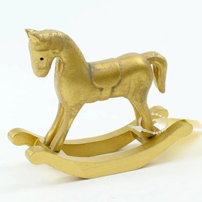 KONÍK HOJDACÍ MDF DREVO ZLATÝ 13x4,5x11CM
