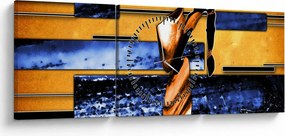 Obraz abstraktné maľby (s hodinami) (90x30 cm)