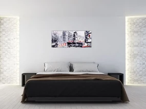Obraz - Ulica v Paríži, olejomaľba (120x50 cm)