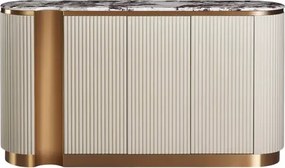 Komoda Stilig ST917 158 cm krémová/zlatá/mramor