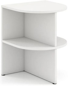 Polkruhový bočný stolík s otvorenými policami