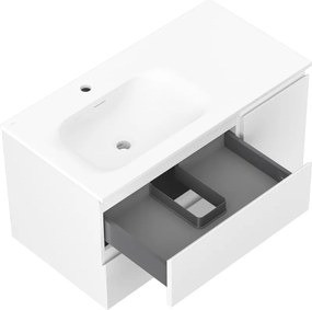 Mexen Orio, kúpeľňová skrinka 90 cm s umývadlom Vela vľavo, 2S, 1D, biela matná, 91A13-09047-3-BBFFFF01-W23L01