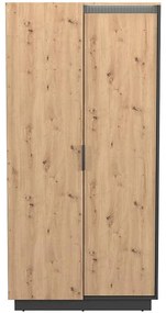 Skriňa 2d Sierro dub Artisan/Čierna