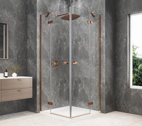 Polysan GLOBE, štvorcová sprchová zástena 900x900mm, rohový vstup, číre sklo, medená matná, GB5990PG