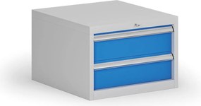 Závesný dielenský box k stolu G8, 2 zásuvky, 560 x 600 x 383 mm, modrá