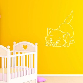 Veselá Stena Samolepka Roztomilá mačička Farba: bílá, Veľkosť: 100 x 100 cm