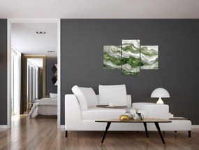 Obraz - Zelenobiele vlnky (90x60 cm)